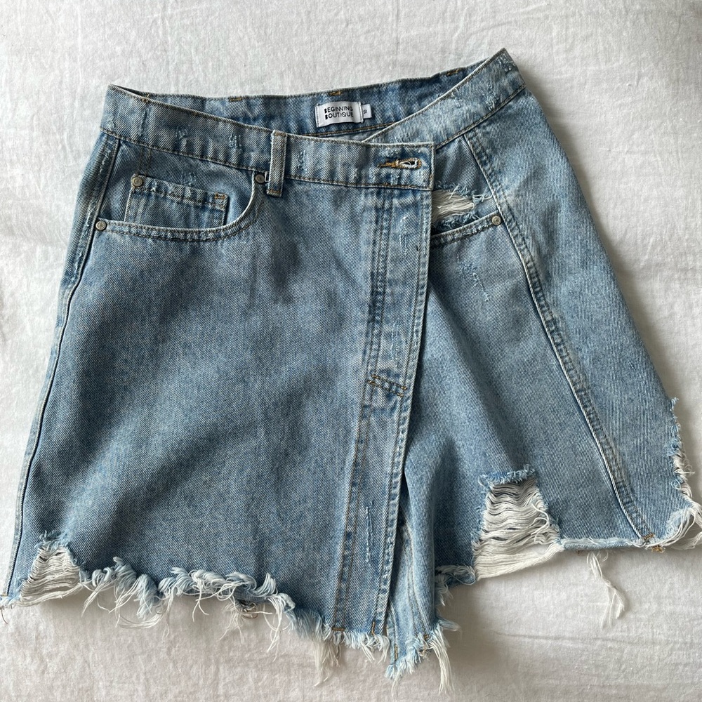 Asymmetric Denim Skirt